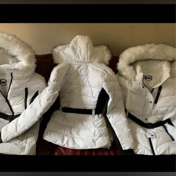 NWT Stunning Michael Kors Belted White Winter Coat Designer MK Jacket S M L XL - Picture 7 of 16